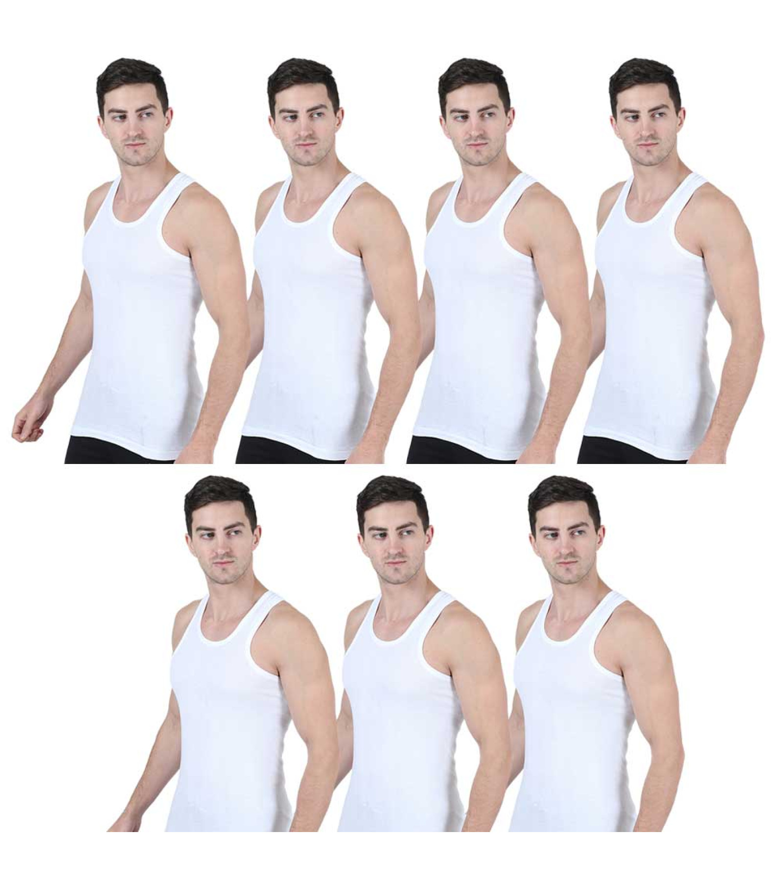 Men's Vest Combo Pack of 7 Integra White - Sleeveless | Regular Fit